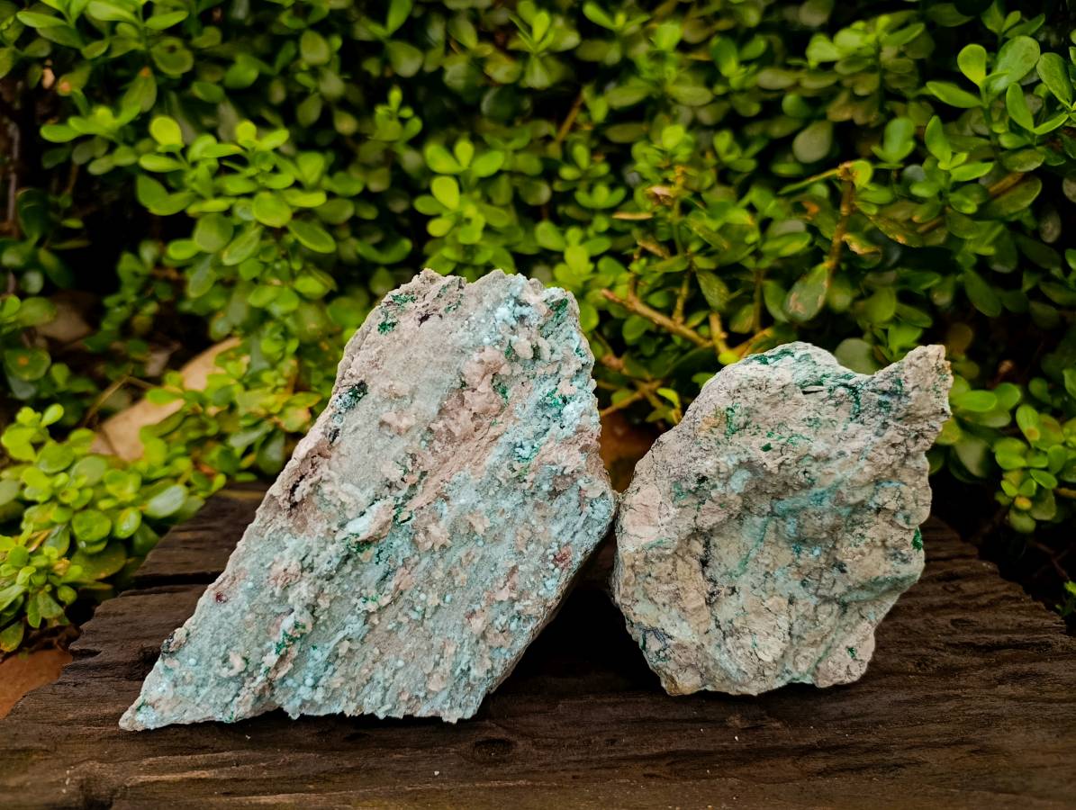 Natural Drusy Coated Chrysocolla and Malachite Specimens x 2 From Likasi, Congo - Toprock Gemstones and Minerals 
