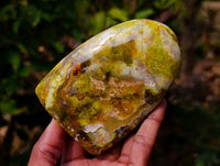 Polished Green Opal Standing Free Forms x 3 From Antsirabe, Madagascar - Toprock Gemstones and Minerals 