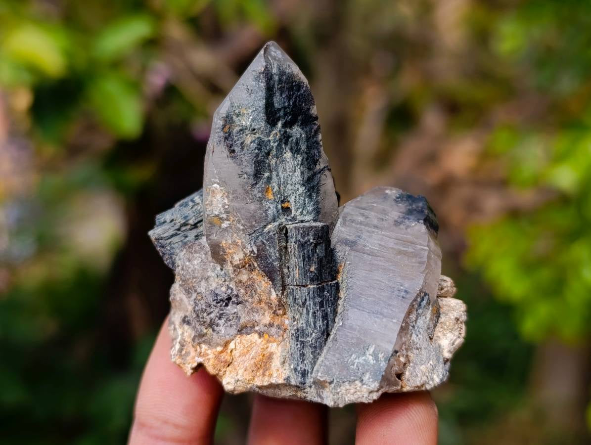 Natural Schorl Black Tourmaline with Hyalite Opal x 6 From Erongo, Namibia - Toprock Gemstones and Minerals 