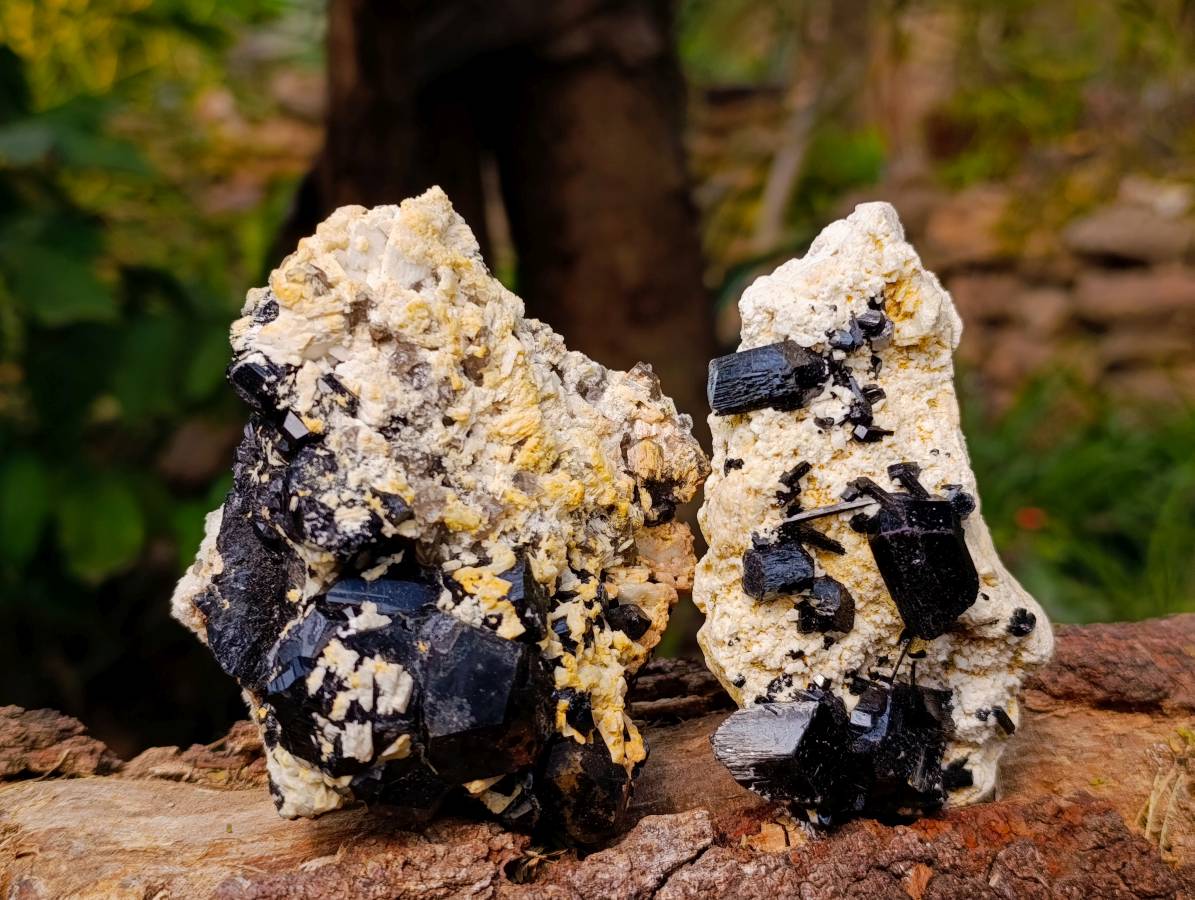 Natural Schorl Black Tourmaline with Hyalite Opal x 6 From Erongo, Namibia - Toprock Gemstones and Minerals 