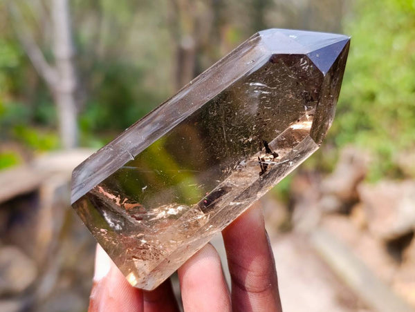 Polished Smokey Window Quartz Crystals x 6 From Madagascar - Toprock Gemstones and Minerals 
