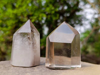 Polished Smokey Window Quartz Crystals x 6 From Madagascar - Toprock Gemstones and Minerals 