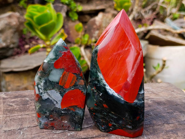Polished Bloodstone Points x 3 From Swaziland