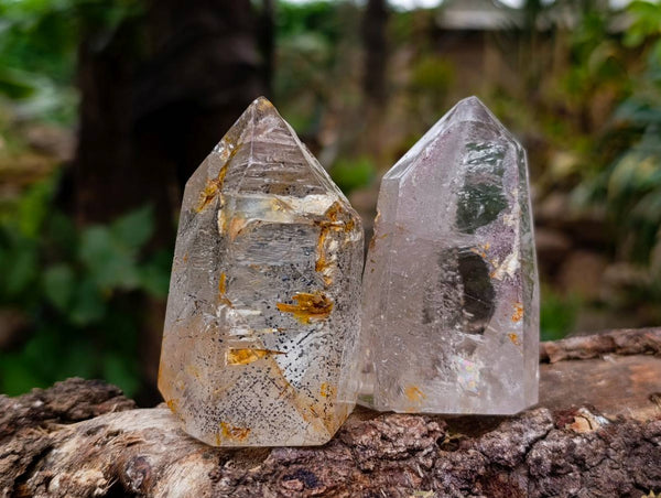 Polished Mixed Inclusion Quartz Crystals x 6 From Madagascar - Toprock Gemstones and Minerals 