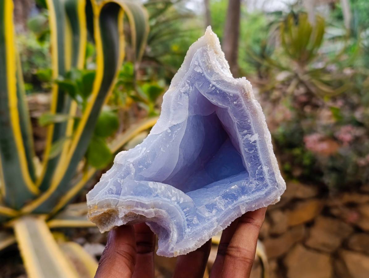 Natural Etched Blue Chalcedony Specimens x 3 From Nsanje, Malawi - Toprock Gemstones and Minerals 