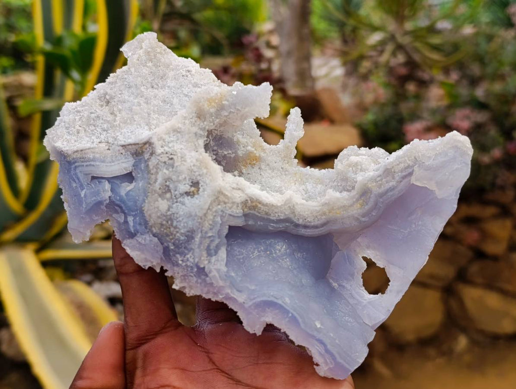Natural Etched Blue Chalcedony Specimens x 3 From Nsanje, Malawi - Toprock Gemstones and Minerals 
