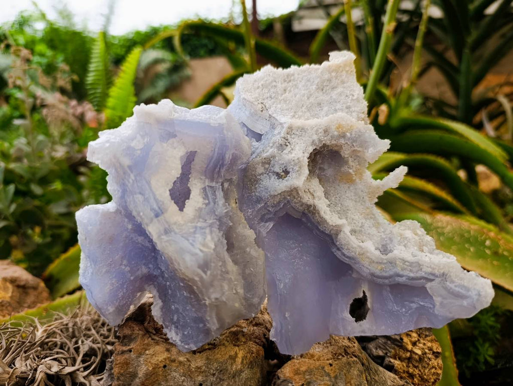 Natural Etched Blue Chalcedony Specimens x 3 From Nsanje, Malawi - Toprock Gemstones and Minerals 