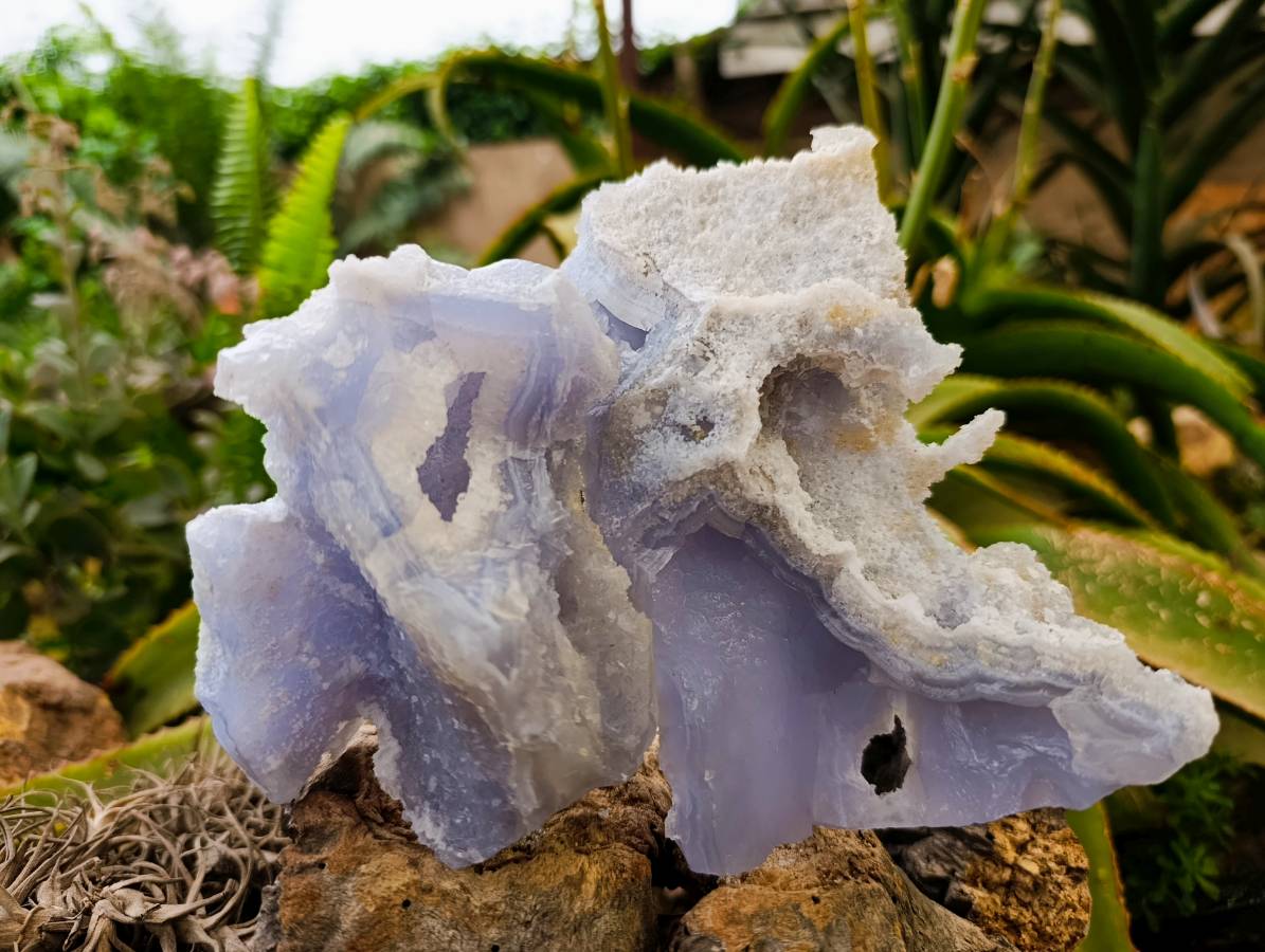 Natural Etched Blue Chalcedony Specimens x 3 From Nsanje, Malawi - Toprock Gemstones and Minerals 