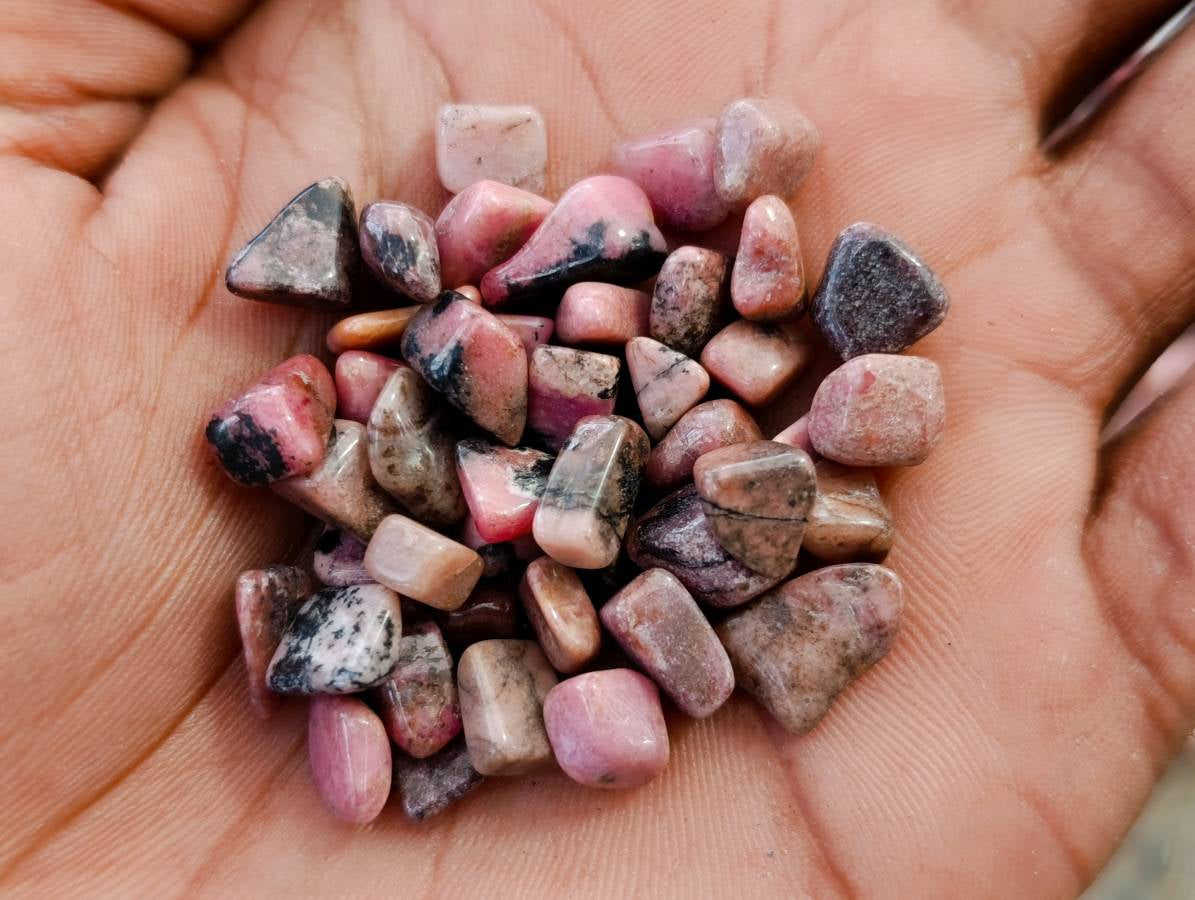 Polished Rhodonite Tumble Stones x 6 From Ambindavato, Madagascar - Toprock Gemstones and Minerals 