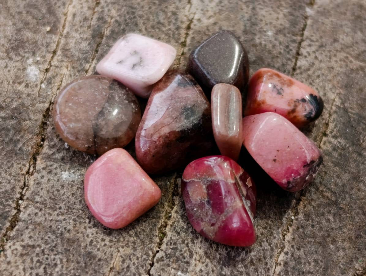 Polished Rhodonite Tumble Stones x 6 From Ambindavato, Madagascar - Toprock Gemstones and Minerals 