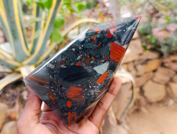 Polished Bloodstone Points x 2 From Swaziland