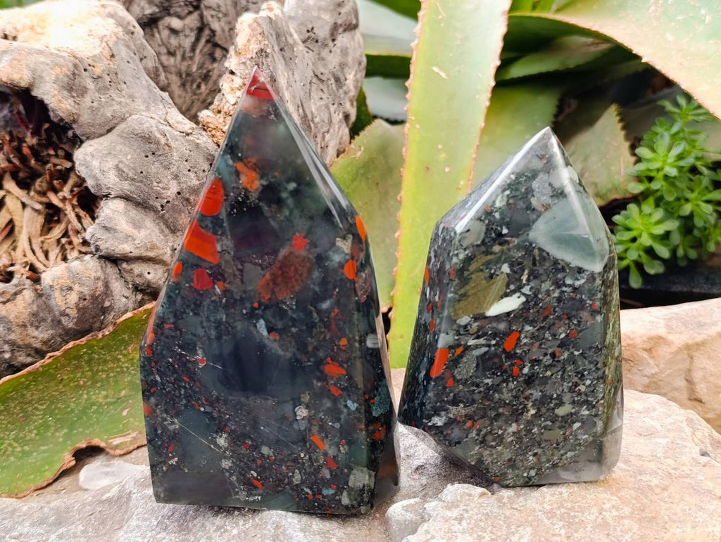 Polished Bloodstone Points x 2 From Swaziland - Toprock Gemstones and Minerals 