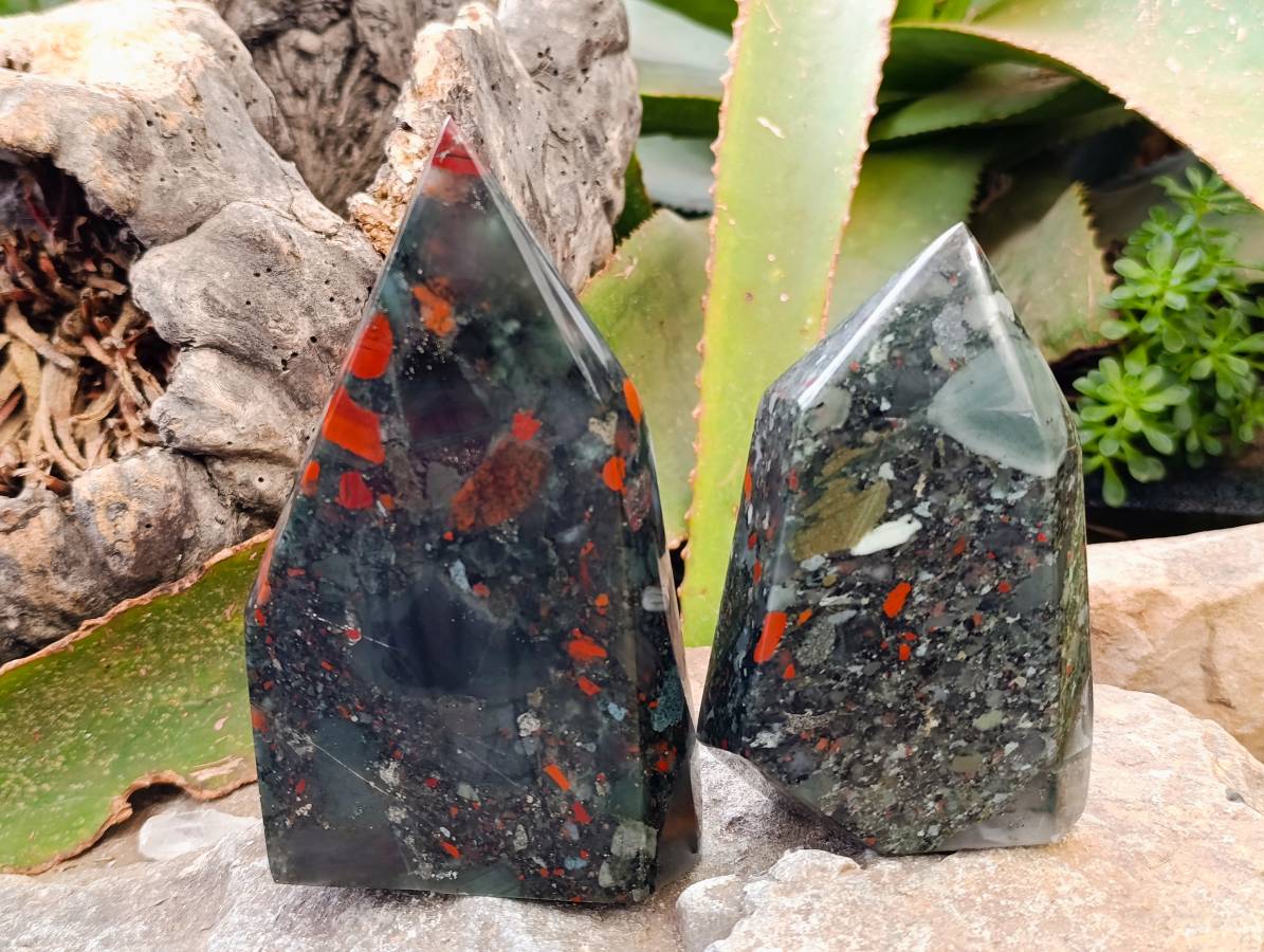 Polished Bloodstone Points x 2 From Swaziland - Toprock Gemstones and Minerals 