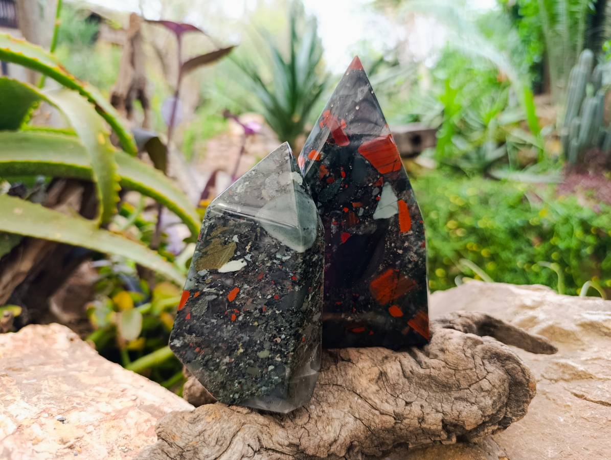 Polished Bloodstone Points x 2 From Swaziland - Toprock Gemstones and Minerals 