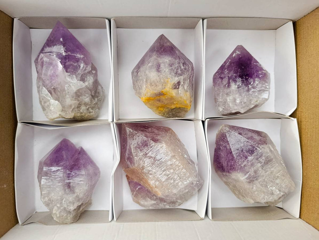 Natural Jacaranda Amethyst Quartz Crystals x 6 From Mumbwa, Zambia - Toprock Gemstones and Minerals 