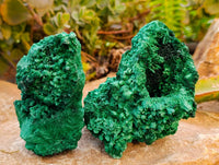 Natural Silky Malachite Specimens x 3 From Kasompe, Congo - Toprock Gemstones and Minerals 
