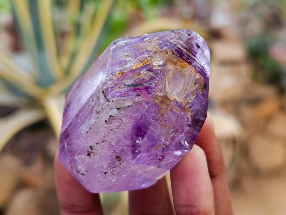 Polished Smokey Window Amethyst Quartz Crystals x 12 From Akansobe, Madagascar - Toprock Gemstones and Minerals 