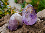 Polished Smokey Window Amethyst Quartz Crystals x 12 From Akansobe, Madagascar - Toprock Gemstones and Minerals 