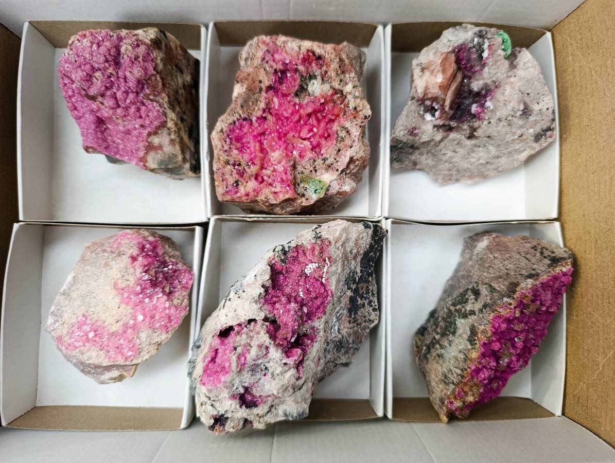 Natural Salrose Cobaltion Dolomite Specimens x 6 From Kakanda, Congo - Toprock Gemstones and Minerals 