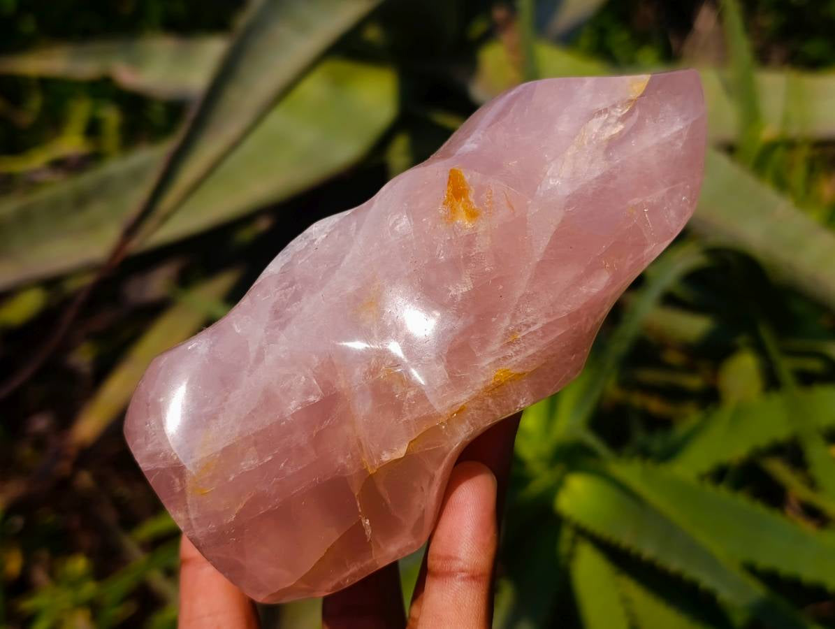 Polished Rose Quartz Flames x 3 From Madagascar - Toprock Gemstones and Minerals 