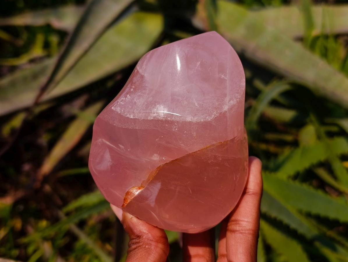 Polished Rose Quartz Flames x 3 From Madagascar - Toprock Gemstones and Minerals 
