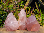 Polished Rose Quartz Flames x 3 From Madagascar - Toprock Gemstones and Minerals 