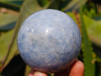 Polished Blue Calcite Spheres x 4 From Madagascar