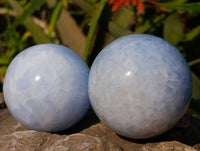 Polished Blue Calcite Spheres x 4 From Madagascar