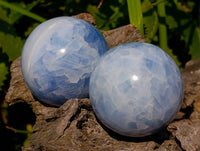 Polished Blue Calcite Spheres x 4 From Madagascar