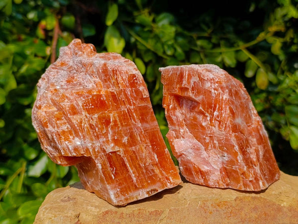Natural Sunset Orange Calcite Specimens x 3 From Spitzkop, Namibia - Toprock Gemstones and Minerals 