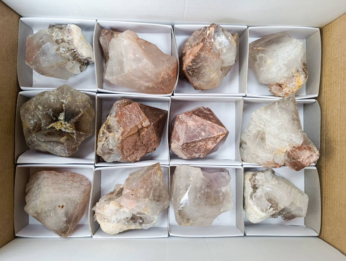 Natural Hematoid Smokey Crystals x 12 From Madagascar - Toprock Gemstones and Minerals 