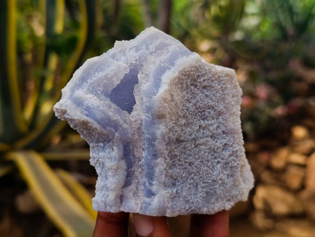 Natural Etched Blue Chalcedony Geodes x 6 From Nsanje, Malawi - Toprock Gemstones and Minerals 