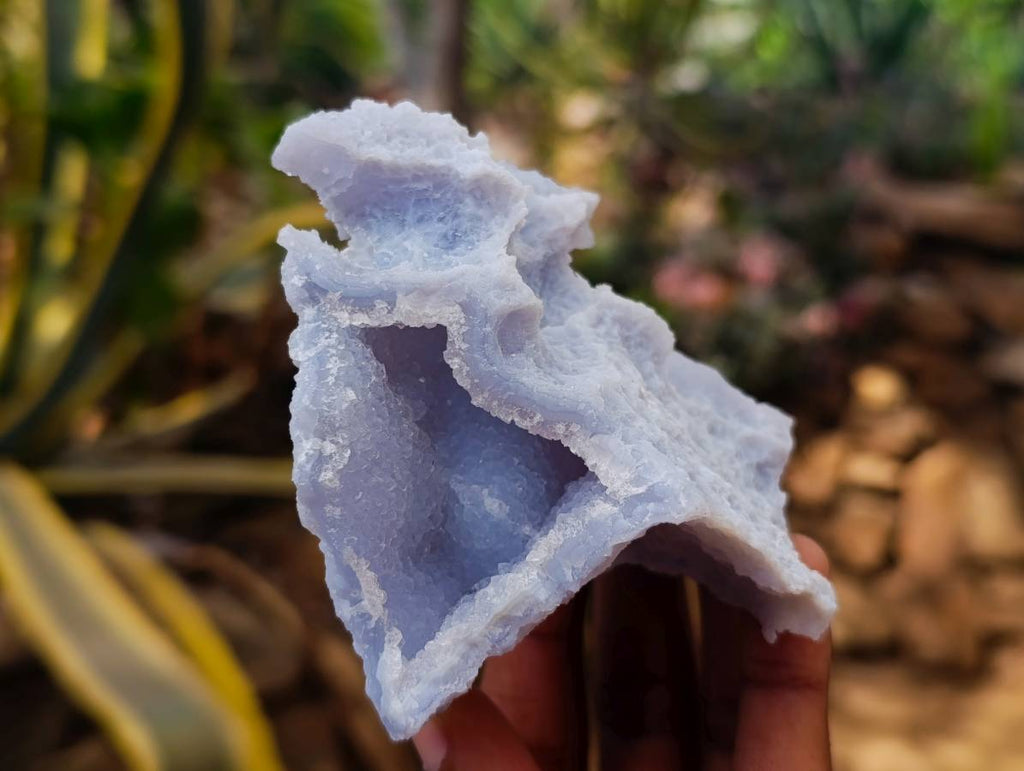 Natural Etched Blue Chalcedony Geodes x 6 From Nsanje, Malawi - Toprock Gemstones and Minerals 
