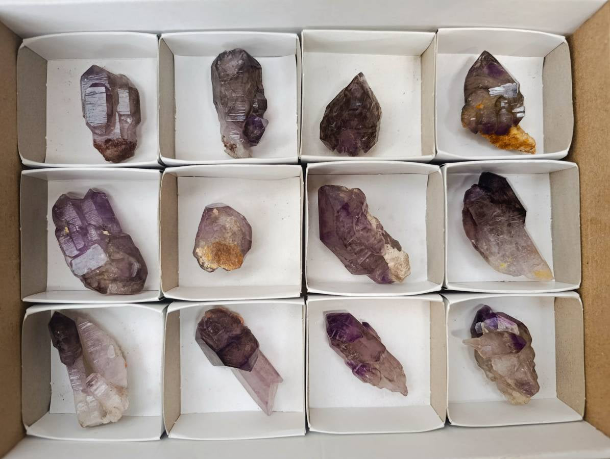 Natural Window Amethyst Crystals x 12 From Chiredzi, Zimbabwe - Toprock Gemstones and Minerals 