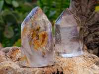 Polished Smokey Window Amethyst Quartz Crystals x 24 From Akansobe, Madagascar - Toprock Gemstones and Minerals 