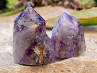 Polished Smokey Window Amethyst Quartz Crystals x 24 From Akansobe, Madagascar - Toprock Gemstones and Minerals 