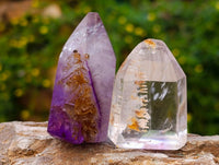 Polished Smokey Window Amethyst Quartz Crystals x 24 From Akansobe, Madagascar - Toprock Gemstones and Minerals 