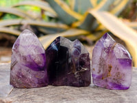 Polished Smokey Window Amethyst Quartz Crystals x 24 From Akansobe, Madagascar - Toprock Gemstones and Minerals 