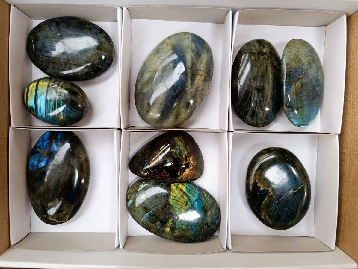Polished Labradorite Gallets x 9 From Tulear, Madagascar - Toprock Gemstones and Minerals 