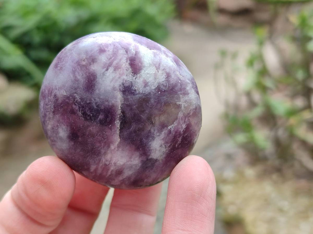 Polished Lepidolite With Pink Rubellite Palm Stones x 12 From Ambatondrazaka, Madagascar - Toprock Gemstones and Minerals 