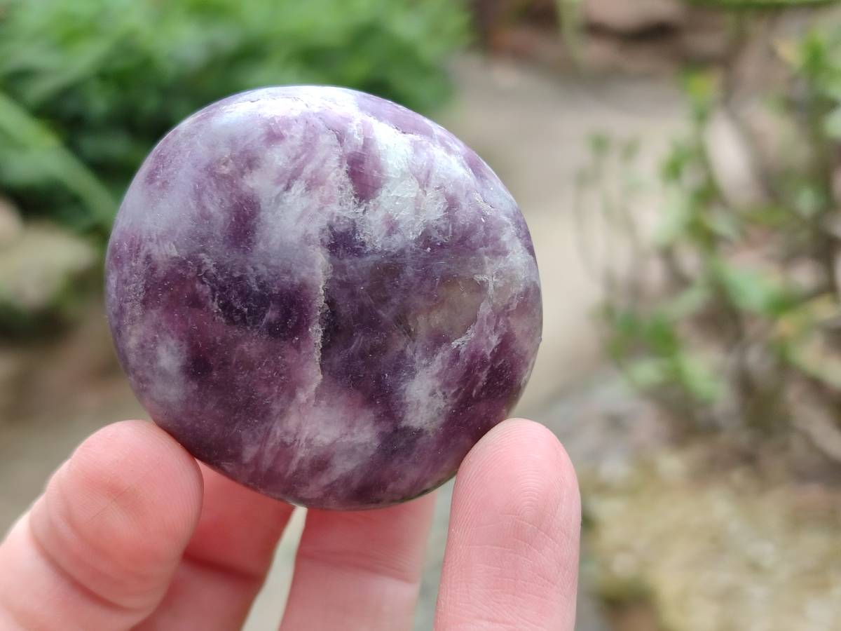 Polished Lepidolite With Pink Rubellite Palm Stones x 12 From Ambatondrazaka, Madagascar - Toprock Gemstones and Minerals 