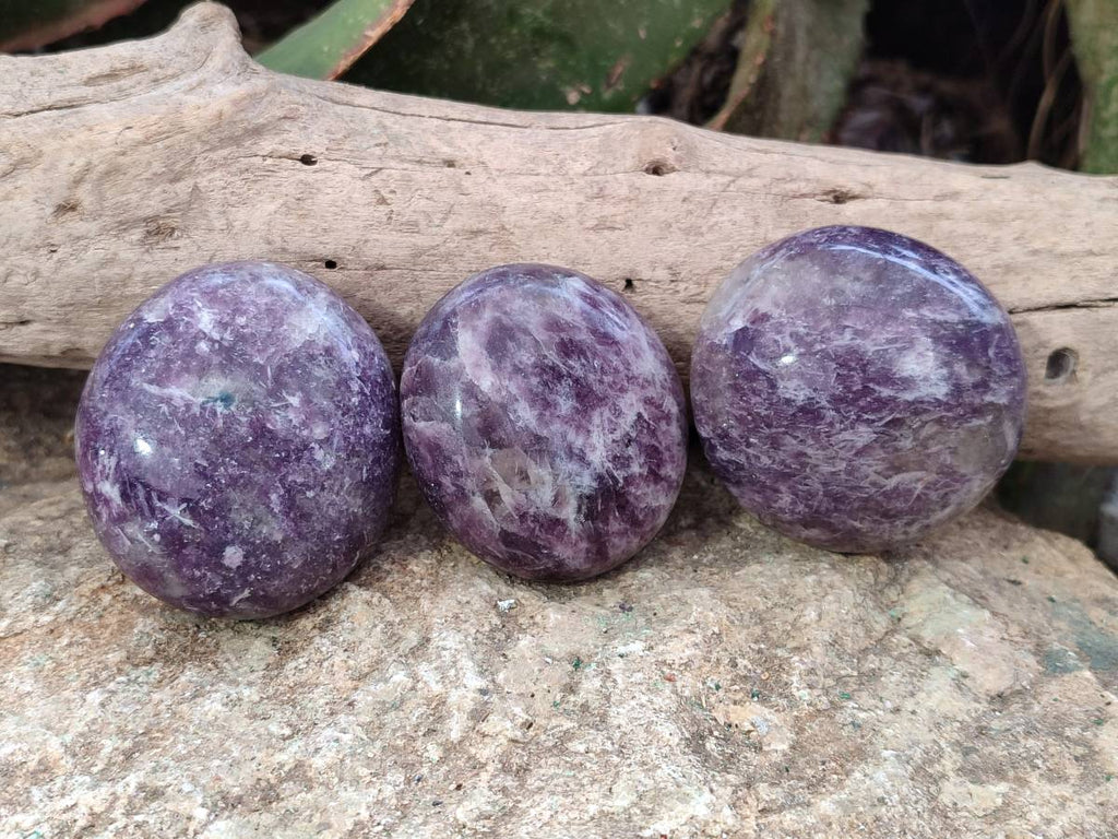 Polished Lepidolite With Pink Rubellite Palm Stones x 12 From Ambatondrazaka, Madagascar - Toprock Gemstones and Minerals 