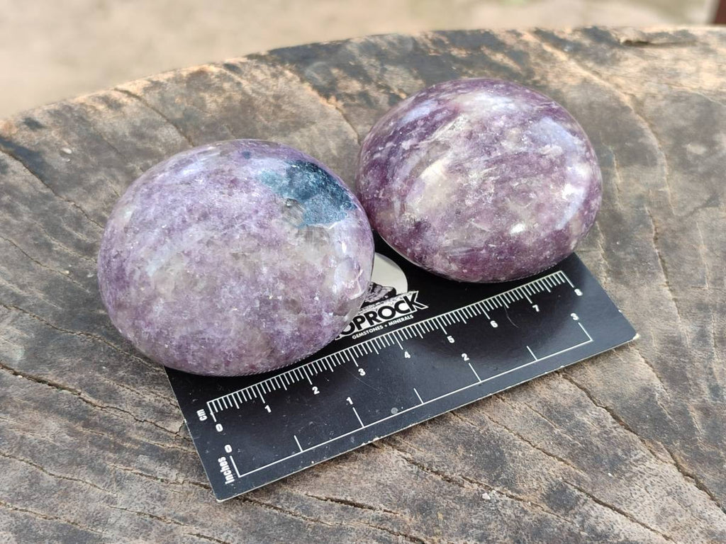 Polished Lepidolite With Pink Rubellite Palm Stones x 12 From Ambatondrazaka, Madagascar - Toprock Gemstones and Minerals 