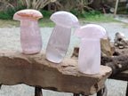 Polished Rose Quartz Mushrooms x 4 From Madagascar - Toprock Gemstones and Minerals 