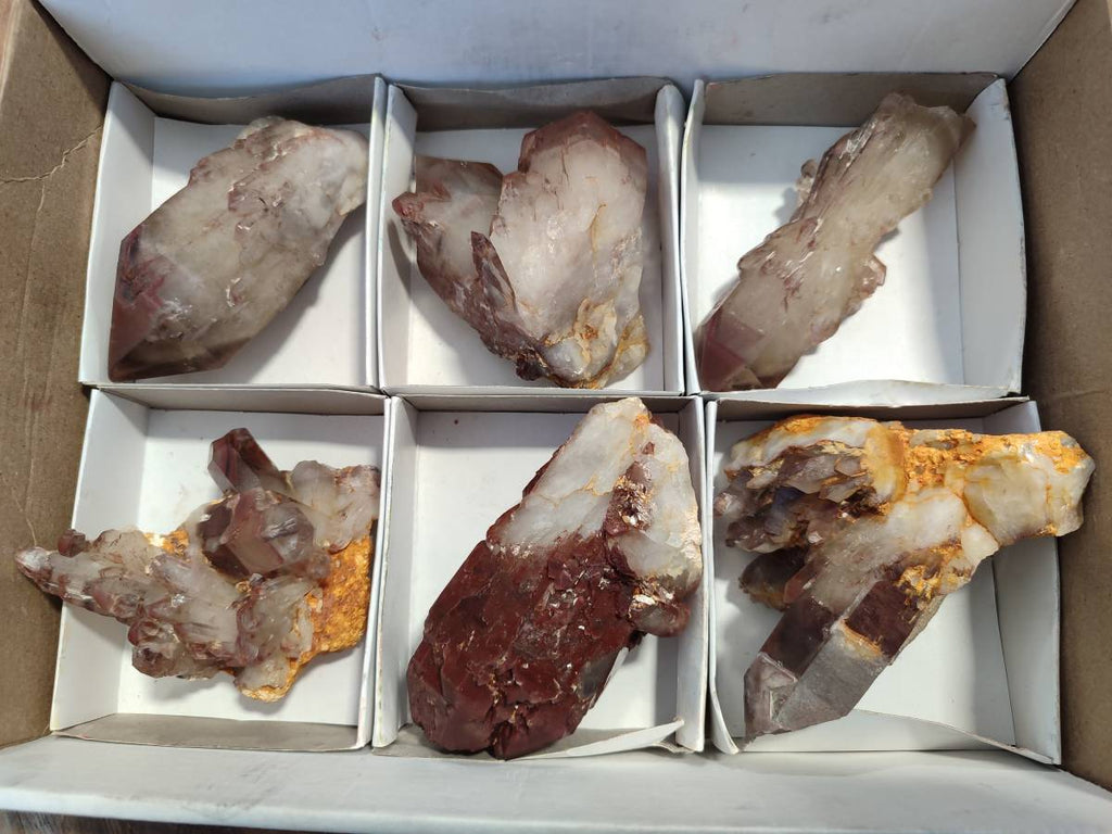Natural Red Hematoid Quartz Crystals x 6 From Karoi, Zimbabwe - Toprock Gemstones and Minerals 