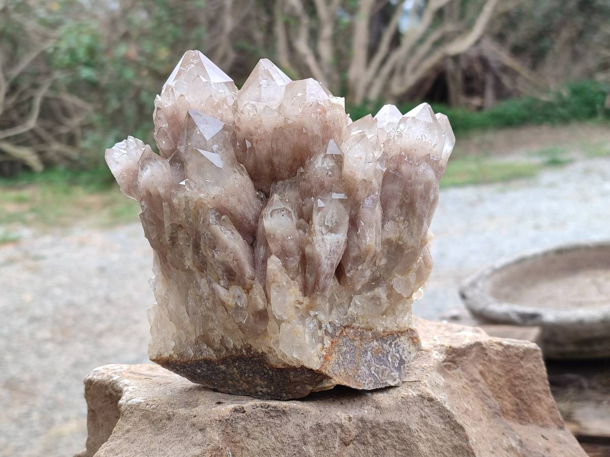 Natural Luena White Phantom Cascading Smokey Quartz x 2 From Luena, Congo - Toprock Gemstones and Minerals 