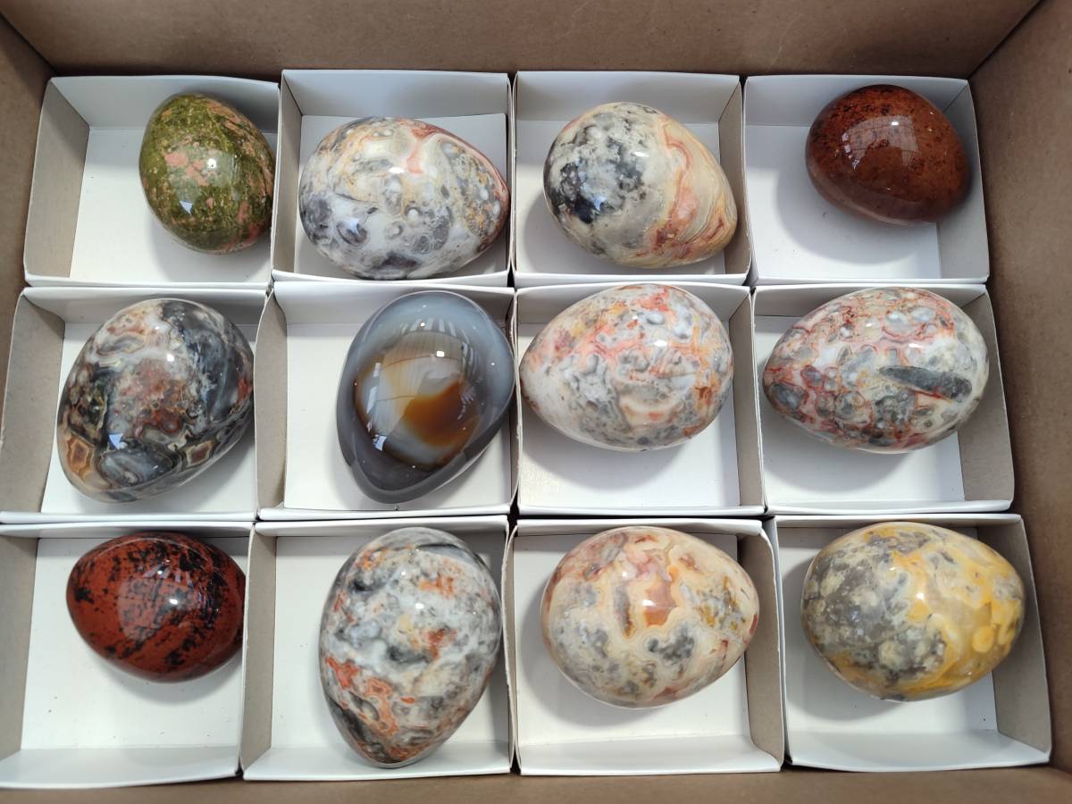 Polished Mixed Selected Multi Mineral Eggs x 12 From Southern Africa - Toprock Gemstones and Minerals 