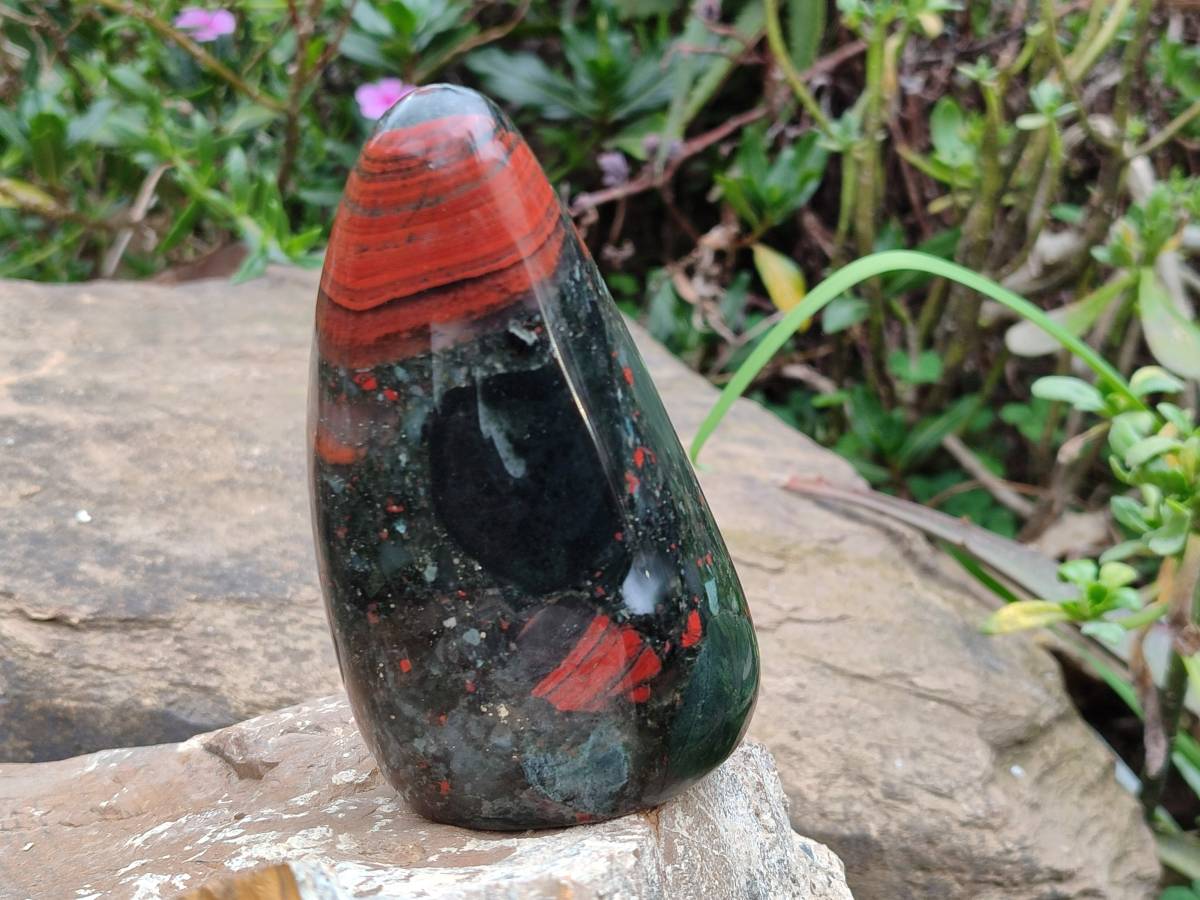 Polished Bloodstone Standing Free Form x 3 From Swaziland - Toprock Gemstones and Minerals 