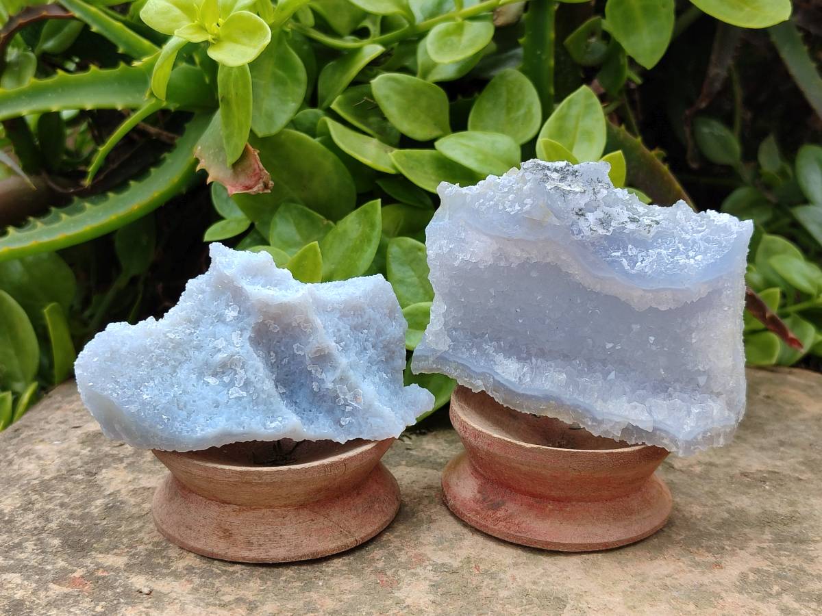 Natural Etched Blue Chalcedony Geodes x 12 From Nsanje, Malawi - Toprock Gemstones and Minerals 