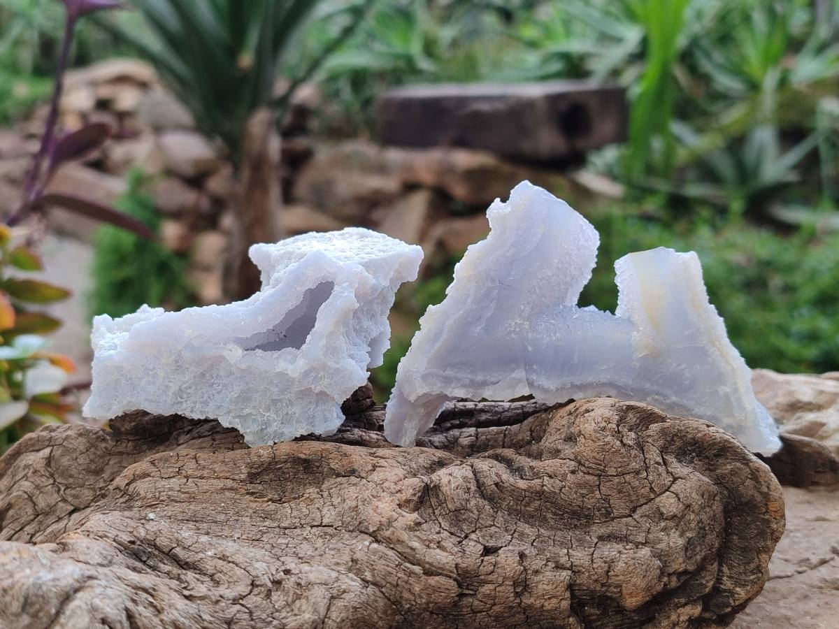 Natural Etched Blue Chalcedony Geodes x 12 From Nsanje, Malawi - Toprock Gemstones and Minerals 